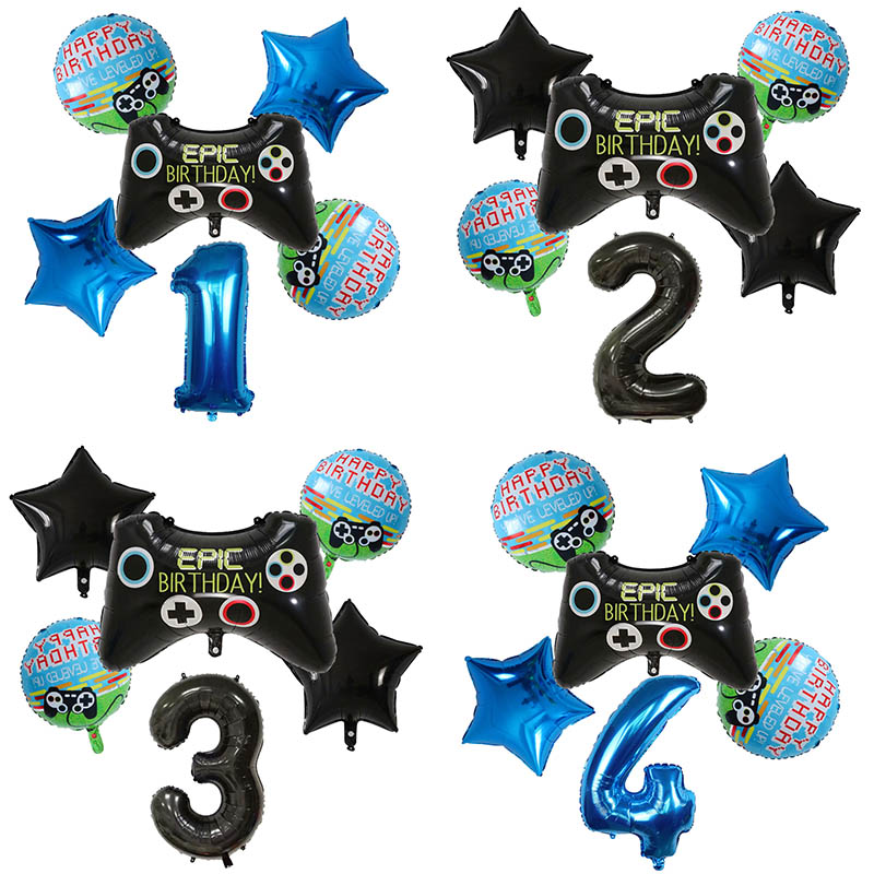 Party Games Baby Shower - 6 adet Gamepad Boy Oyun Folyo